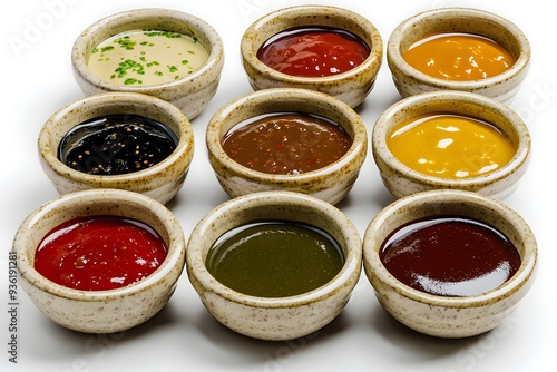 Assortment of Sauces in Ceramic Bowls