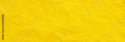 Yellow clean crumpled paper background. Horizontal crumpled empty paper template for posters and banners. Vector illustration