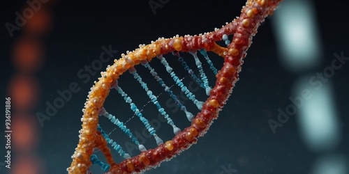 Genetic Engineering modifying DNA, side view, demonstrating gene editing. photo