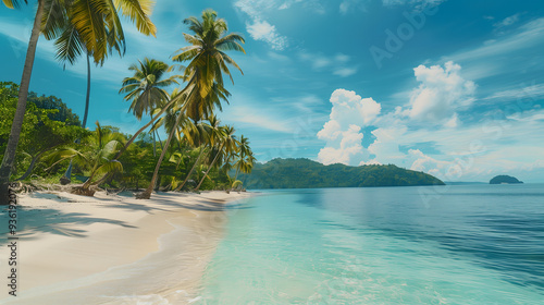 Tropical Serenity: Pristine Beach and Crystal Clear Water Paradise