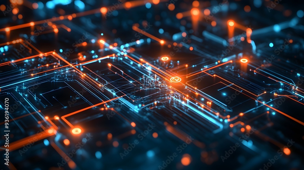 14. A high-tech digital network with glowing connections and floating nodes 14. A high-tech digital network with glowing connections and floating nodes