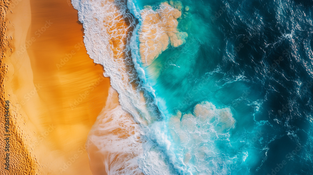 Golden Sands, Azure Waves: A Sharp Aerial Perspective of Coastal Beauty Golden Sands, Azure Waves: A Sharp Aerial Perspective of Coastal Beauty