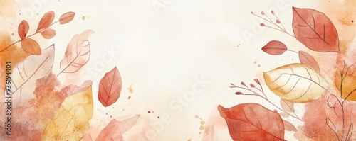 aesthetic autumn inspired autumn watercolor background with leaves