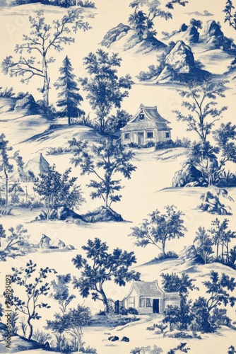 The blue and white chinoiserie print