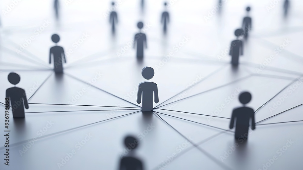 Large group of simple people shapes connected by lines Large group of simple people shapes connected by lines