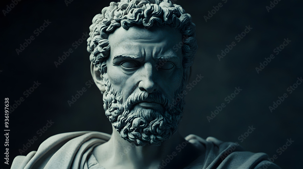 Greek sculpture of an old stoic man, roman god statue, epic pose stoic cluture, leader of stoicism Greek sculpture of an old stoic man, roman god statue, epic pose stoic cluture, leader of stoicism