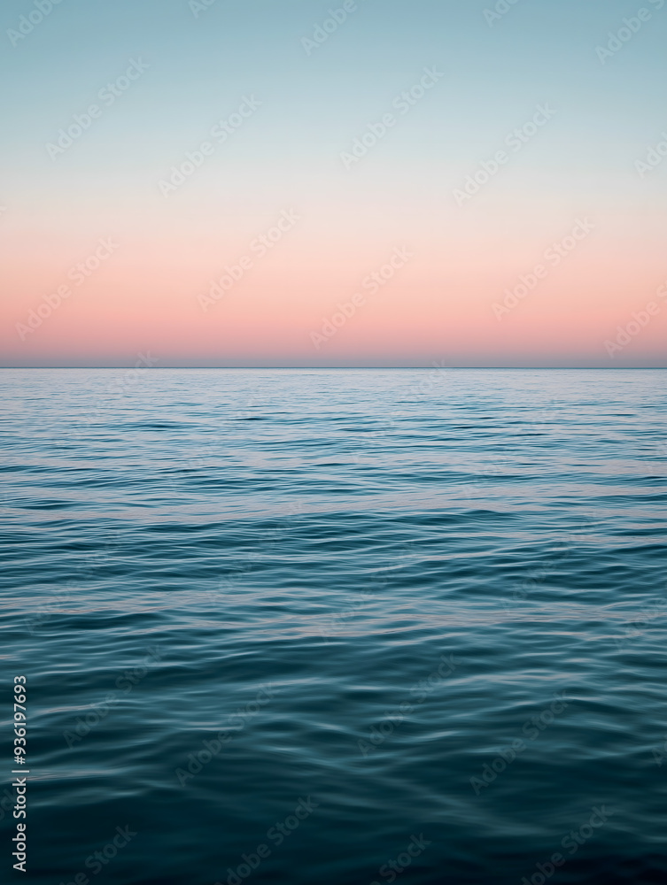 Serene Twilight Ocean Waves with Pink Sunset Sky Serene Twilight Ocean Waves with Pink Sunset Sky