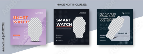 smart watch sale abstract promotion web banner for social media flyer design. premium vector template.	
