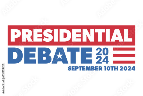 Second first presidential debate. Vector background, banner template with text. September 2024. Election concept.