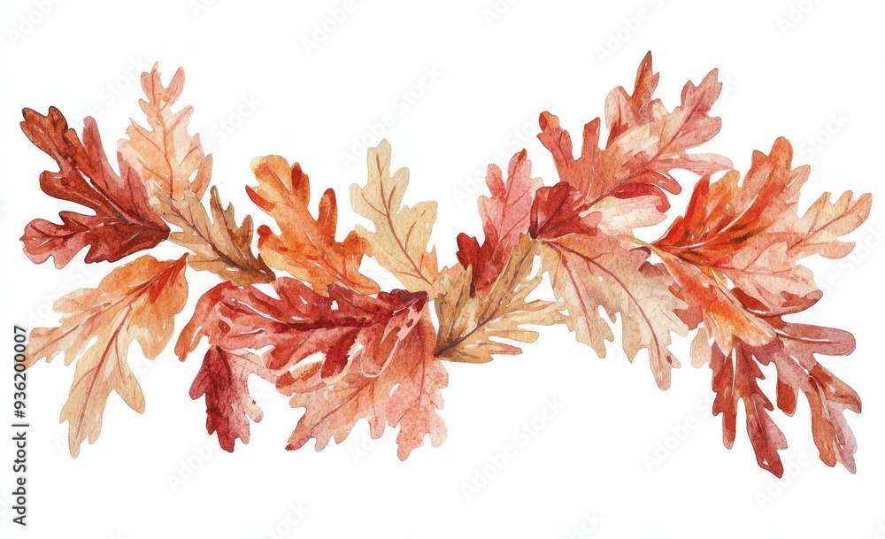 Obraz premium An autumn watercolor card with fallen leaves isolated on white.
