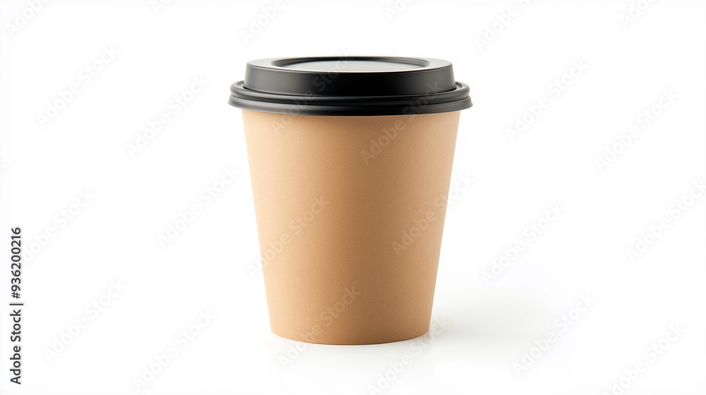 Disposable paper coffee cup standing on white background Disposable paper coffee cup standing on white background