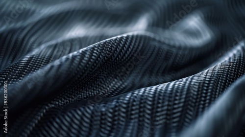 Exploring the mesmerizing patterns of carbon fiber, this close-up reveals its smooth surface and captivating texture, embodying modern engineering elegance