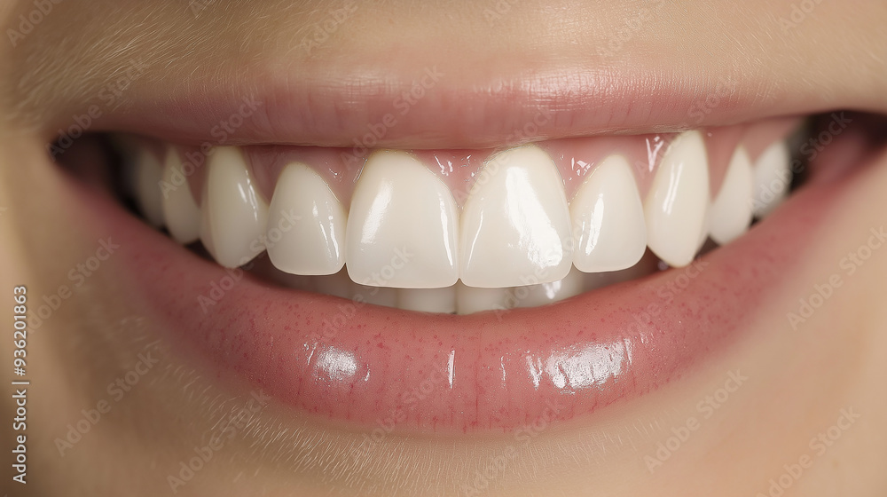 Obraz premium Woman smiling showing healthy white teeth close up