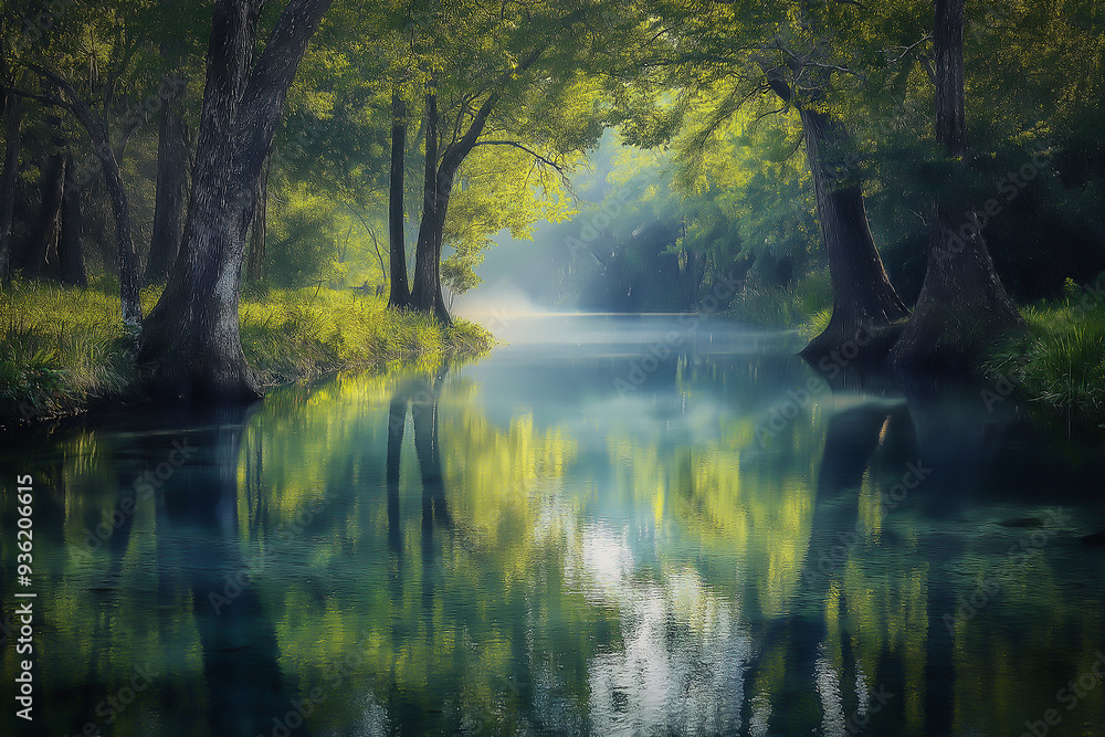 Pristine, crystal-clear river, meandering, lush banks, high quality, photorealistic, tranquil, peaceful, reflections, wilderness, scenic, panoramic Pristine, crystal-clear river, meandering, lush banks, high quality, photorealistic, tranquil, peaceful, reflections, wilderness, scenic, panoramic