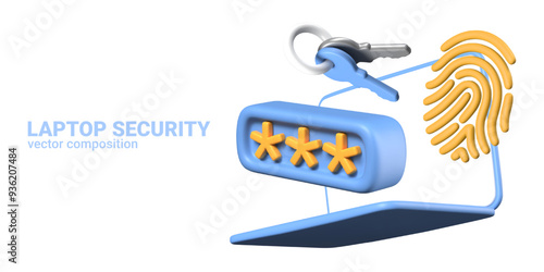 Laptop security. Concept of protecting personal equipment