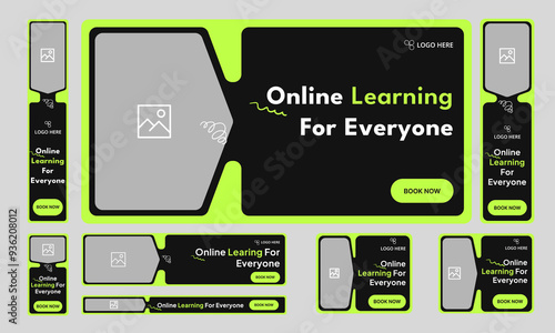 Best online learning system web banner design for social media post, online academy web set banner design, learning concept banner design vector eps 10 file format