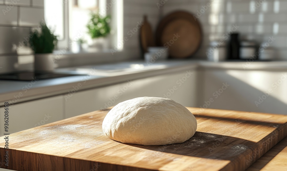 Dough for bread resting on a wooden table Dough for bread resting on a wooden table