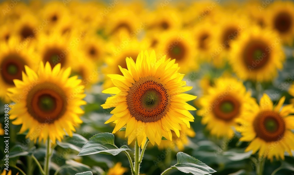 Sunflower field, bright yellow petals, endless rows Sunflower field, bright yellow petals, endless rows