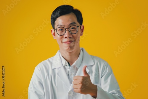 Male doctor giving a thumbs up