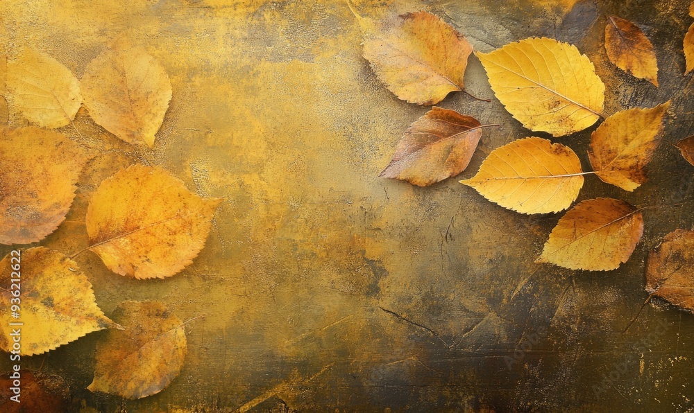 Layered autumn leaves, various shades of yellow and brown Layered autumn leaves, various shades of yellow and brown