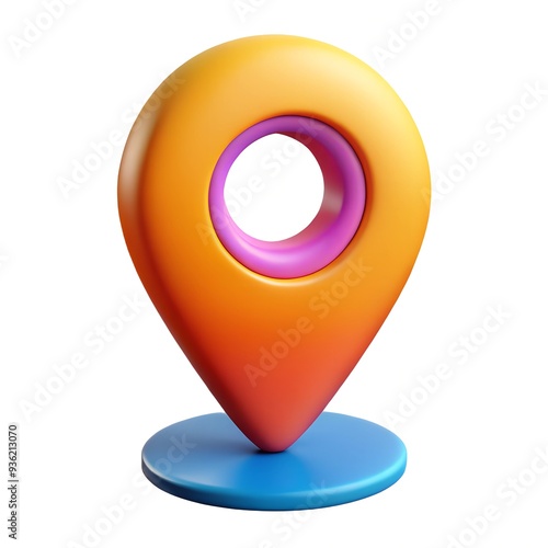 Obraz na płótnie orange and pink 3d plastic Map pin point Marker Icon generated vai AI.