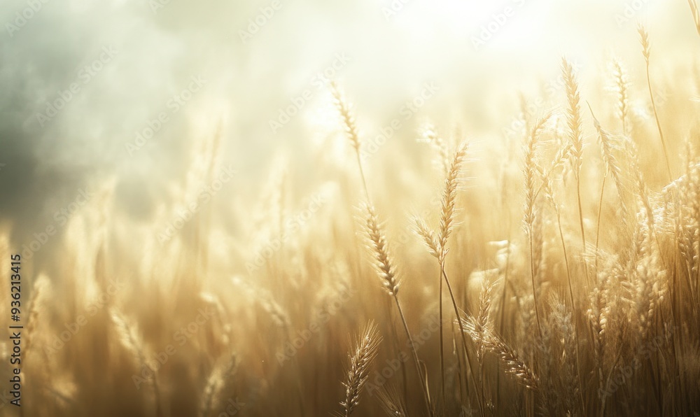 Closeup view on wheat field, golden stalks Closeup view on wheat field, golden stalks