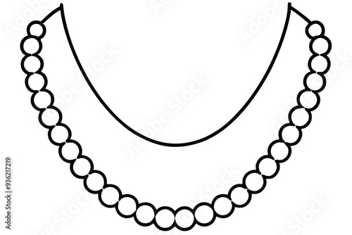 Pearl necklaces line art vector illustration