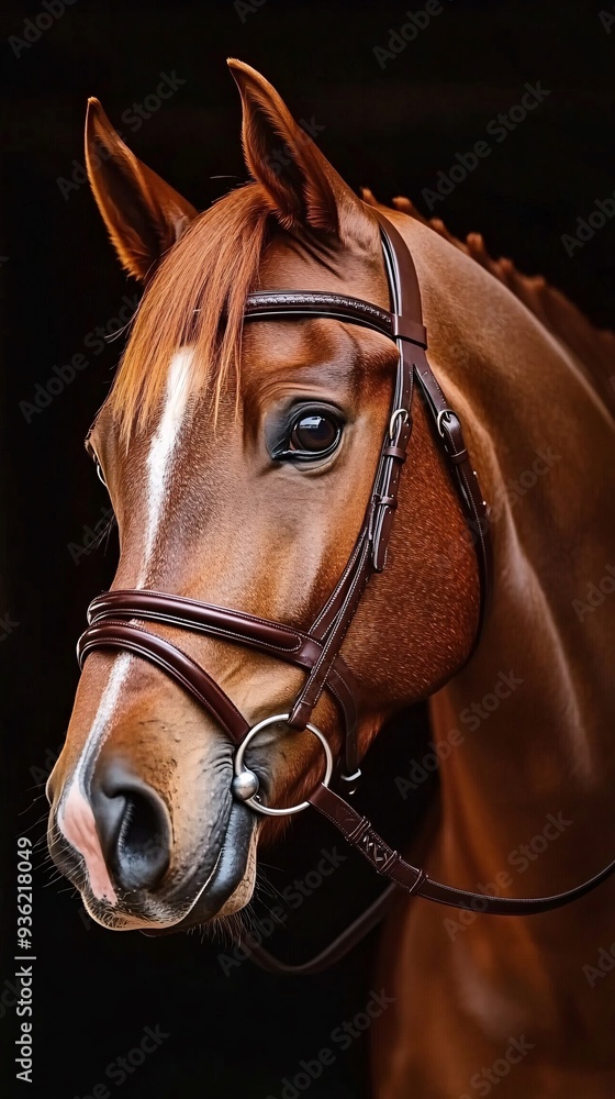 Horse studio shot on Black Background. Elegant portrait of a beautiful animal. Horse studio shot on Black Background. Elegant portrait of a beautiful animal.