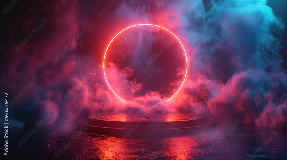 Neon Ring in a Mystical Setting Neon Ring in a Mystical Setting