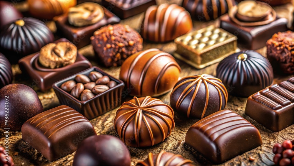 Close up shot of exquisite artistic chocolate details for World Chocolate Day celebration, chocolate Close up shot of exquisite artistic chocolate details for World Chocolate Day celebration, chocolate