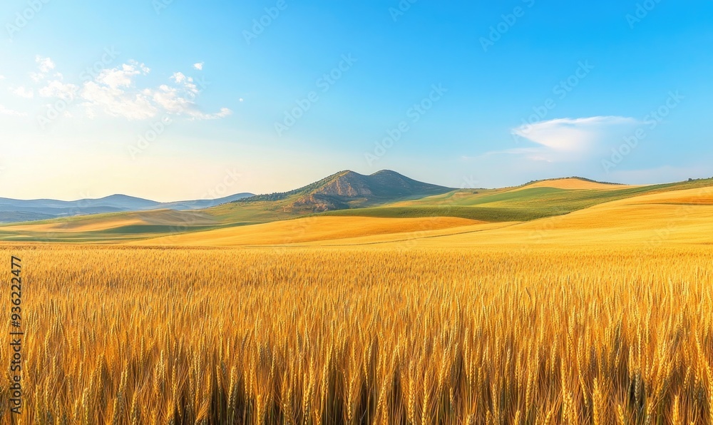 Obraz premium Tranquil wheat field, golden stalks