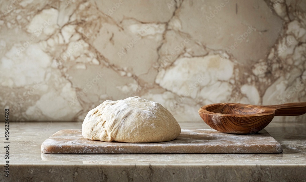 Artisan bread dough on a stone countertop Artisan bread dough on a stone countertop
