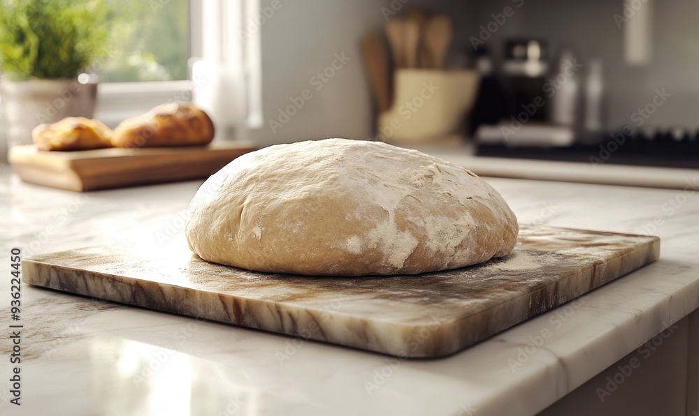 Artisan bread dough on a stone countertop Artisan bread dough on a stone countertop