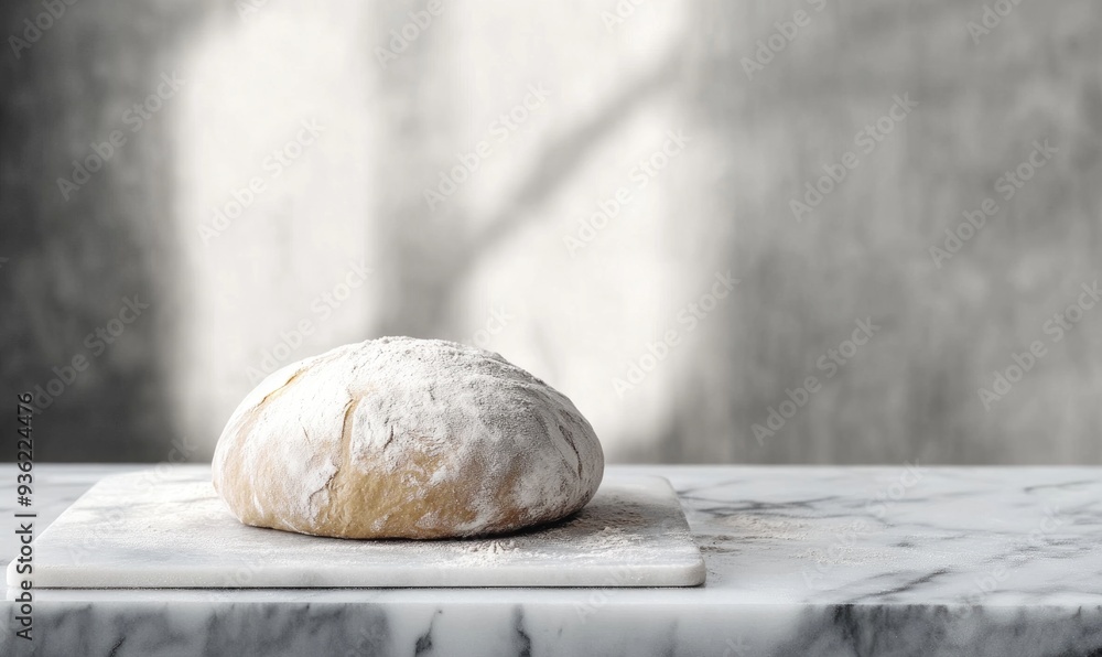 Artisan bread dough on marble surface, minimalist kitchen Artisan bread dough on marble surface, minimalist kitchen