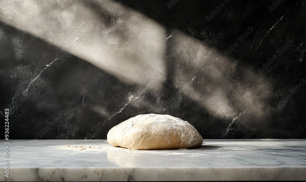 Artisan bread dough on marble surface, minimalist kitchen Artisan bread dough on marble surface, minimalist kitchen