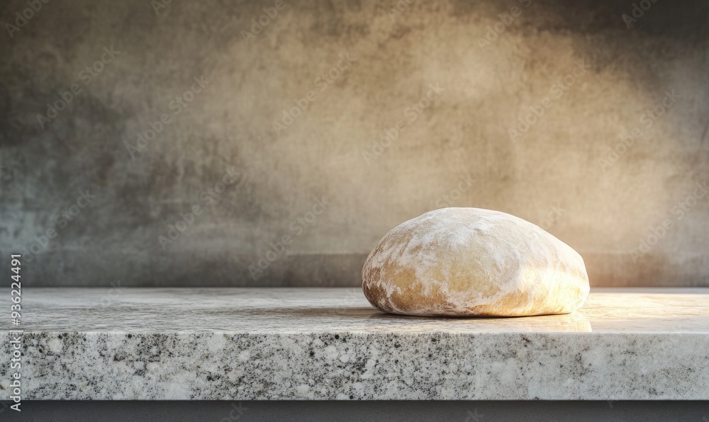 Artisan bread dough on marble surface, minimalist kitchen Artisan bread dough on marble surface, minimalist kitchen