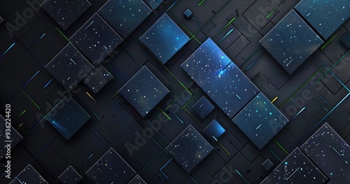 A visually striking abstract design featuring geometric shapes and a cosmic color palette, ideal for digital backgrounds.
