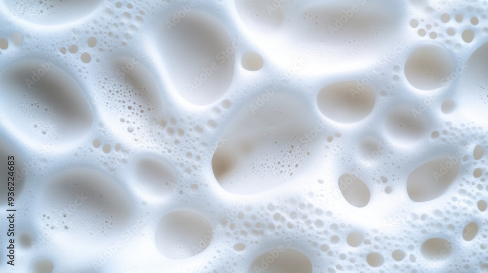 A close up of a white milk foam with bubbles on it, AI A close up of a white milk foam with bubbles on it, AI