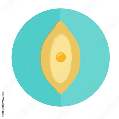 Khachapuri logo. Adjarian khachapuri. Traditional caucasian cuisine. Georgian bread dish with cheese and egg. Flat vector illustration