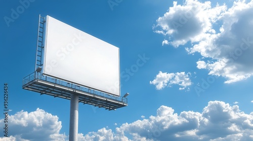 3D illustration of an outdoor billboard against a blue sky. photo