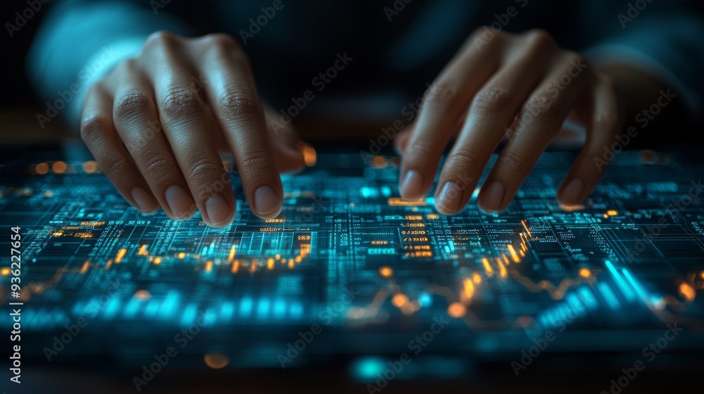 Human hands interacting with business analytics diagrams. Human hands interacting with business analytics diagrams.