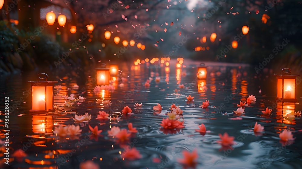 Lanterns Floating on a Calm River Lanterns Floating on a Calm River