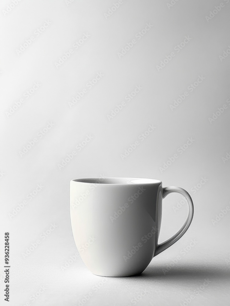Obraz premium Elegant Coffee Cup Against a Crisp Minimalist White Background, the Essence of Minimalist Photography, Graphic Resources, Wallpapers, Brochure, Advertising,