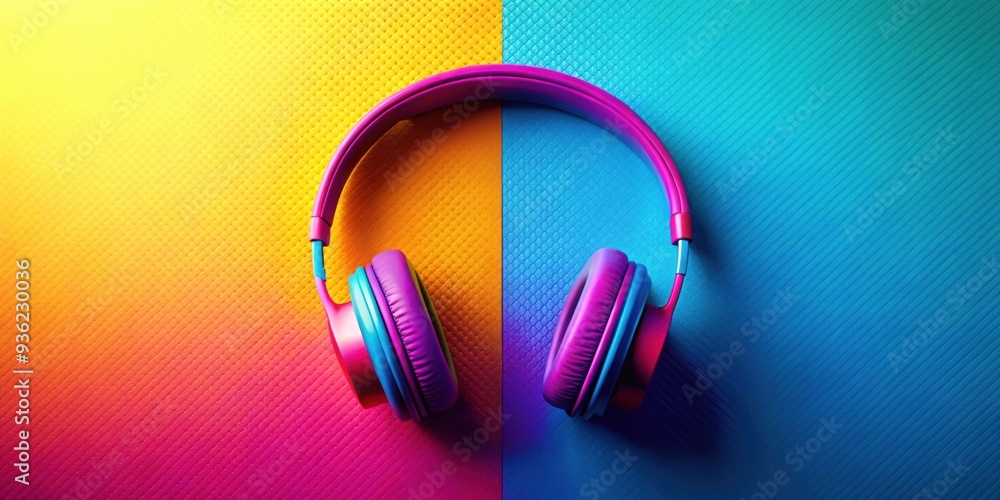 Background with headphones in vibrant pop art colors, pop art, vibrant, colorful, headphones, music, retro, trendy Background with headphones in vibrant pop art colors, pop art, vibrant, colorful, headphones, music, retro, trendy