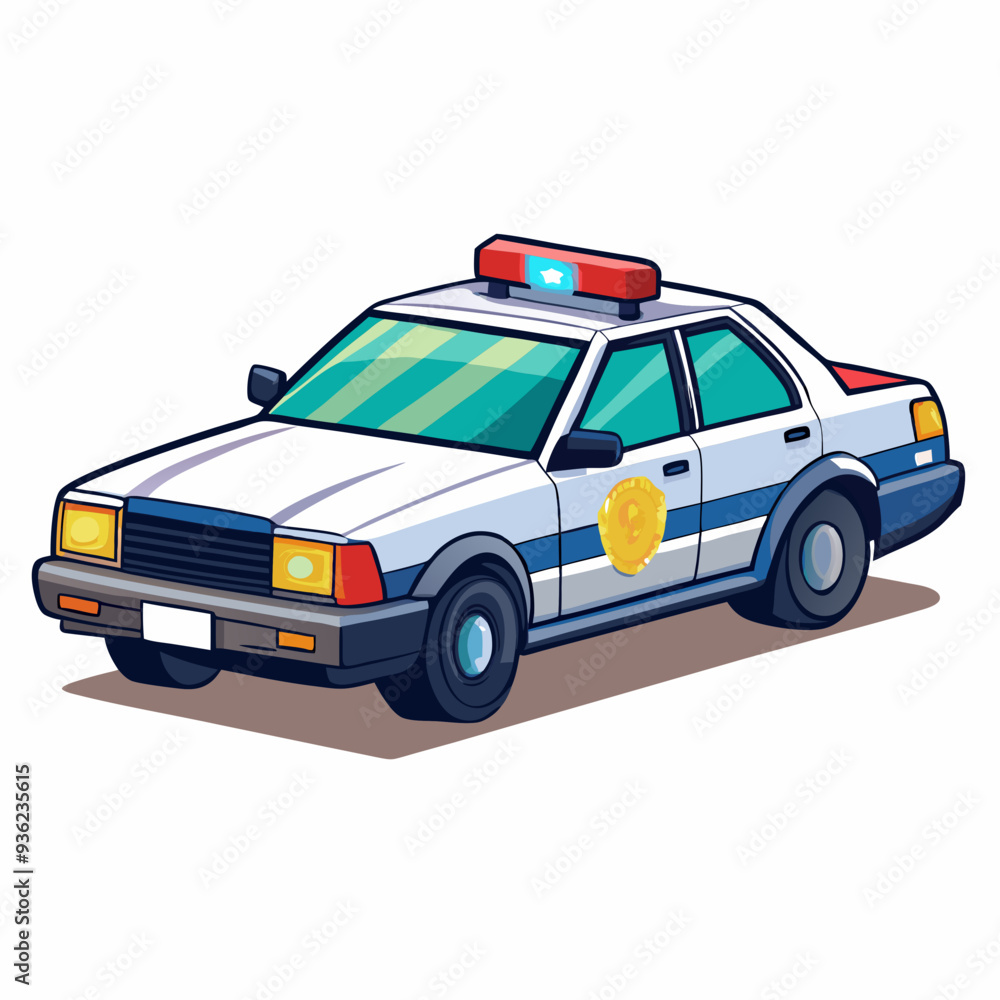 police car on white background police car on white background