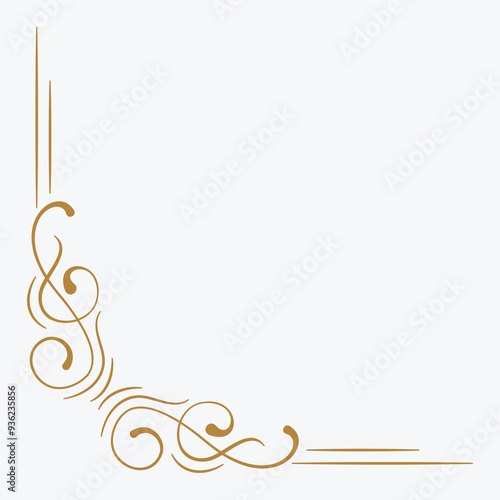 Ornate decorative corner design in gold color on a plain background.