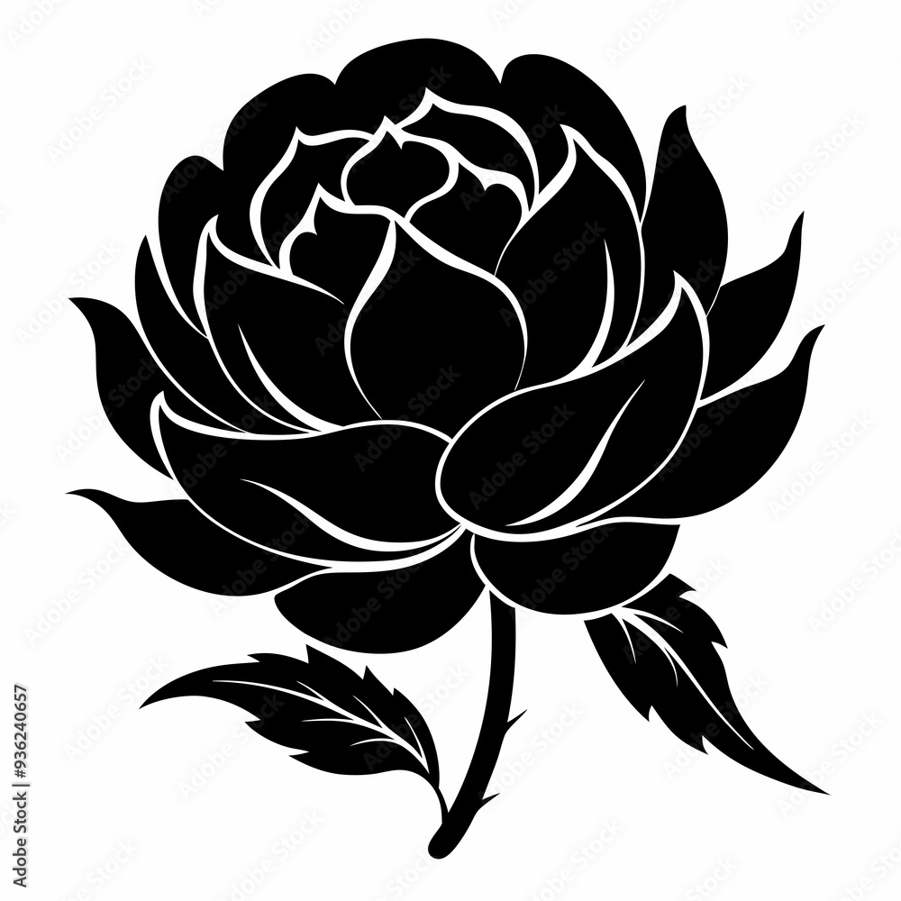 Peony Black silhouette Peony Black silhouette