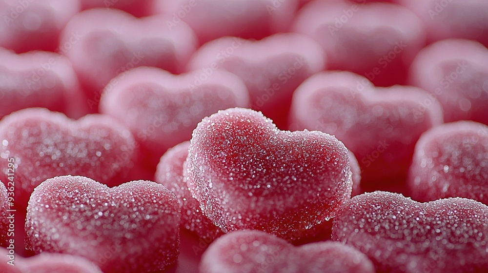 Close-up of heart-shaped candies with water droplets on top Close-up of heart-shaped candies with water droplets on top