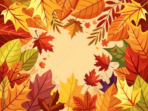 Autumn Leaves in Vibrant Colors Adorning Natural Background