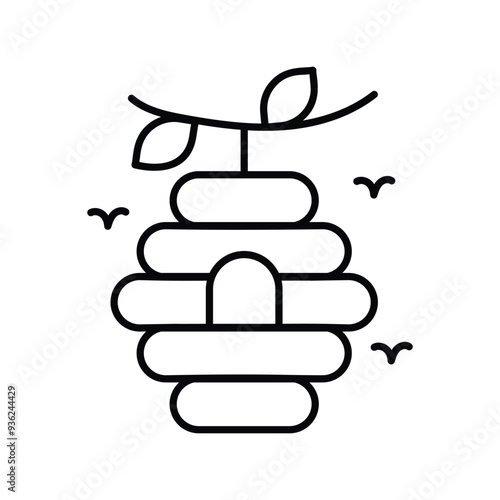 bee hive leneal icon vector stock illustration